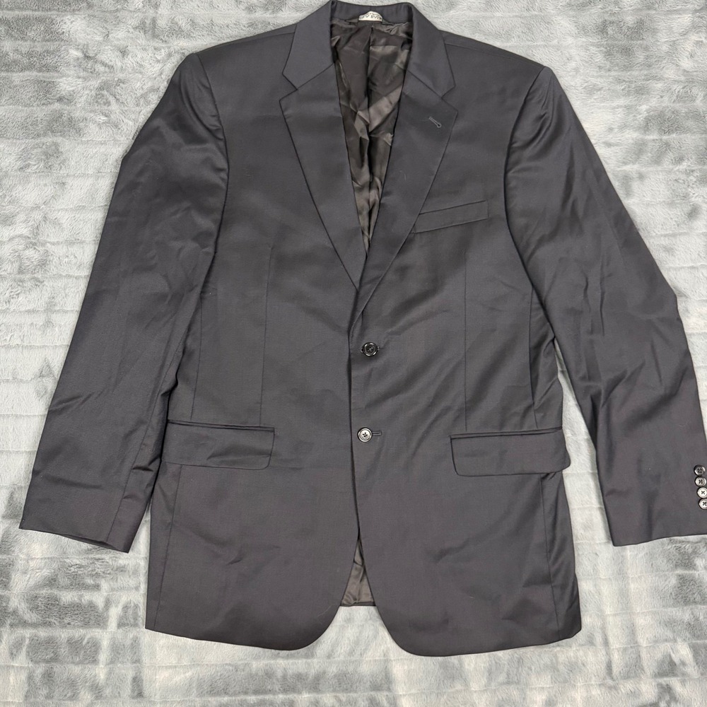 Jos. A. Bank Mens 42L Tailored Fit Navy Blue 100% Wool 2-Button Blazer Jacket